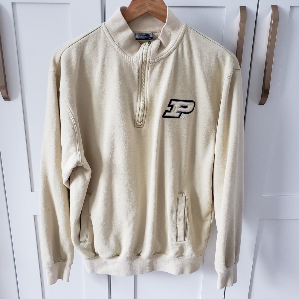 Purdue Boilermakers Sweatshirt Mens M Gold Stadium Athletics Mock Quarter Zip